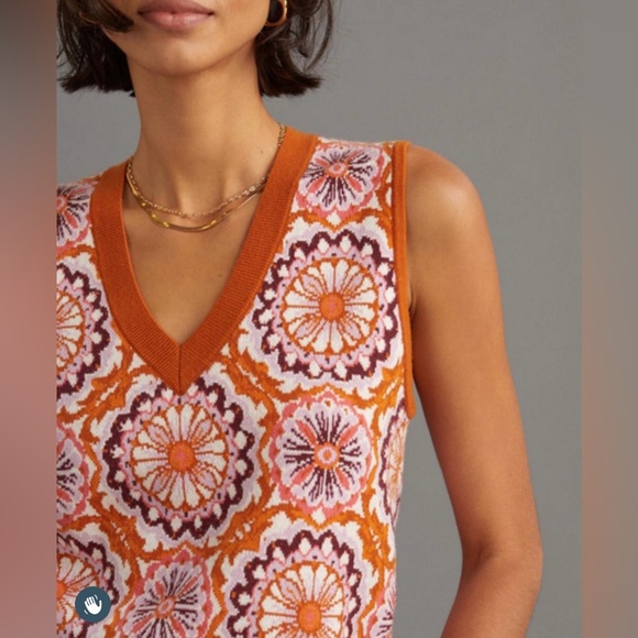 Maeve Tops - Maeve by Anthropologie Jacquard Sweater Vest Honey size small